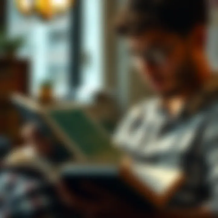 An individual engaging with a thought-provoking nonfiction book