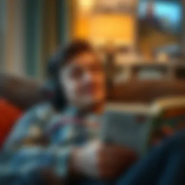 Enjoying Audiobooks in Comfort A person enjoying an audiobook experience while relaxing