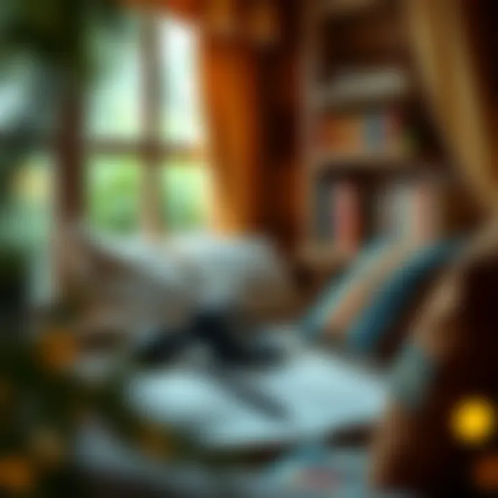 Comfortable Audiobook Listening Space A cozy reading nook with headphones and a notepad