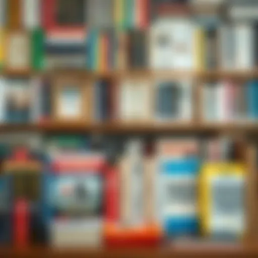 A visually appealing bookshelf filled with various financial literacy books