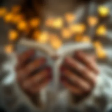 Connection Through Literature A close-up of hands holding a book with heart elements