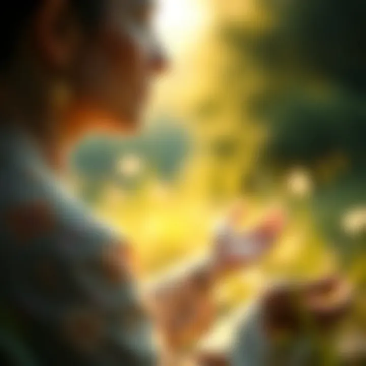 A close-up of a person meditating in nature, embodying tranquility and focus.