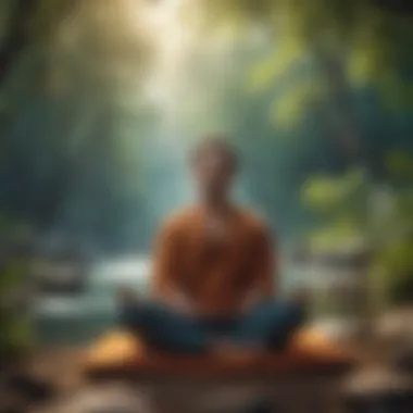 A person meditating in a peaceful environment