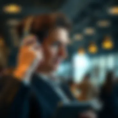 Engaging with Ideas on Personal Development A thoughtful individual immersed in listening to audio content, representing engagement and reflection on insightful ideas.