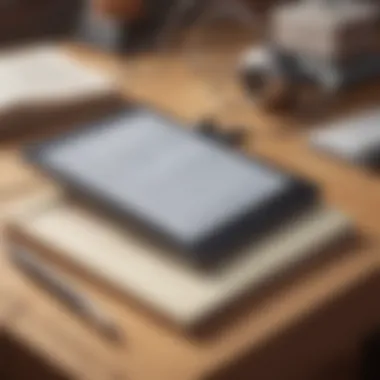 A close-up of a device displaying audiobook options and a notepad for notes
