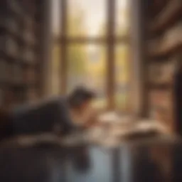A serene scene of a person immersed in a book while listening to an audiobook