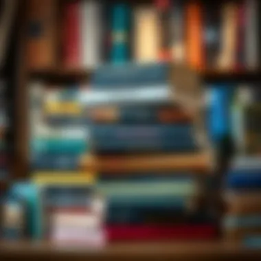 Diverse Literary Works for Enlightenment A diverse collection of books stacked on a shelf