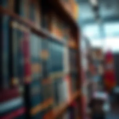 Shelves filled with a variety of investing books