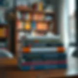 A stack of influential motivational books on a wooden table