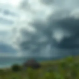 A serene landscape disrupted by a storm, symbolizing unexpected adversity