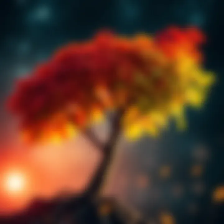 Growth and Resilience A vibrant tree with colorful leaves representing growth and resilience