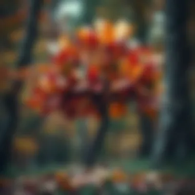 An abstract representation of emotional growth illustrated through a tree with diverse leaves