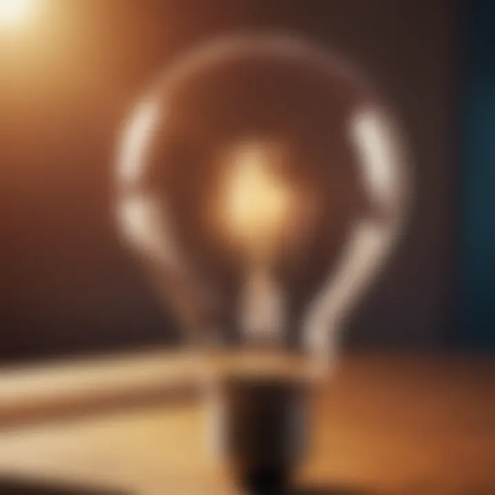 A close-up of a light bulb symbolizing ideas