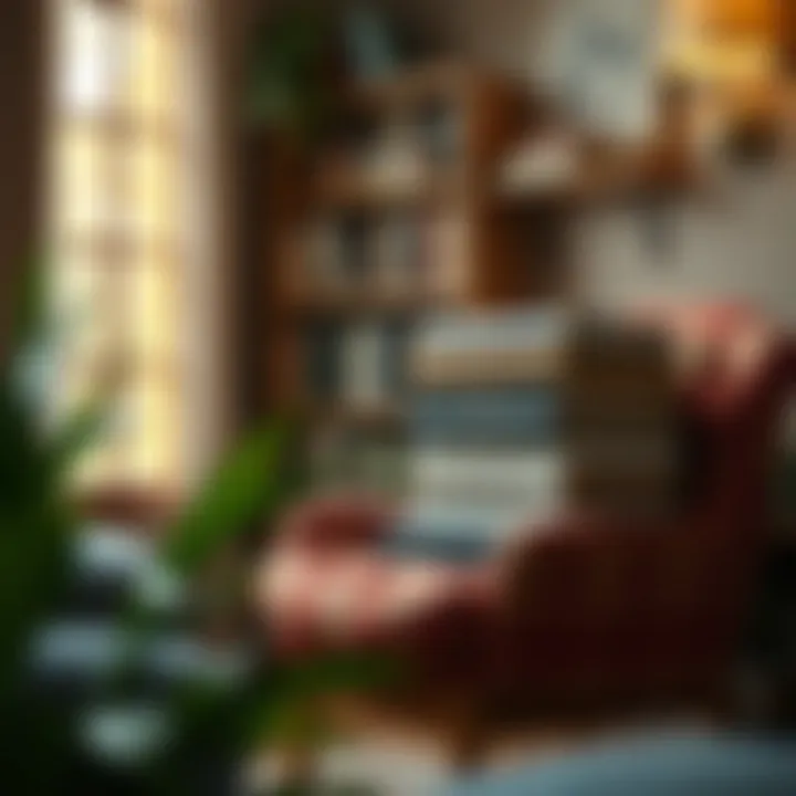 Personal Growth Through Reading A cozy reading nook with a comfortable chair and a stack of books