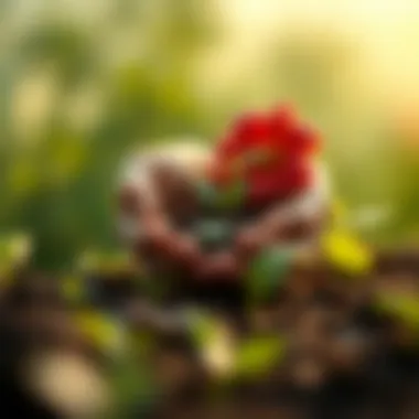 Cultivating Compassion A pair of hands nurturing a small plant, embodying compassion and growth.