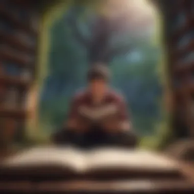 Contemplation and Growth Through Literary Exploration A thoughtful person reflecting on a book