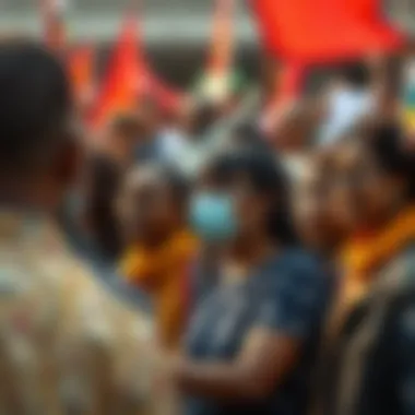 An artistic representation of diverse individuals coming together to support a cause