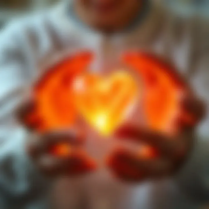 A close-up of a glowing heart symbolizing compassion and empathy
