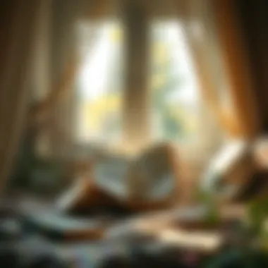 A tranquil reading nook with a book and a cup of tea