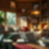 A serene reading nook with books and summaries