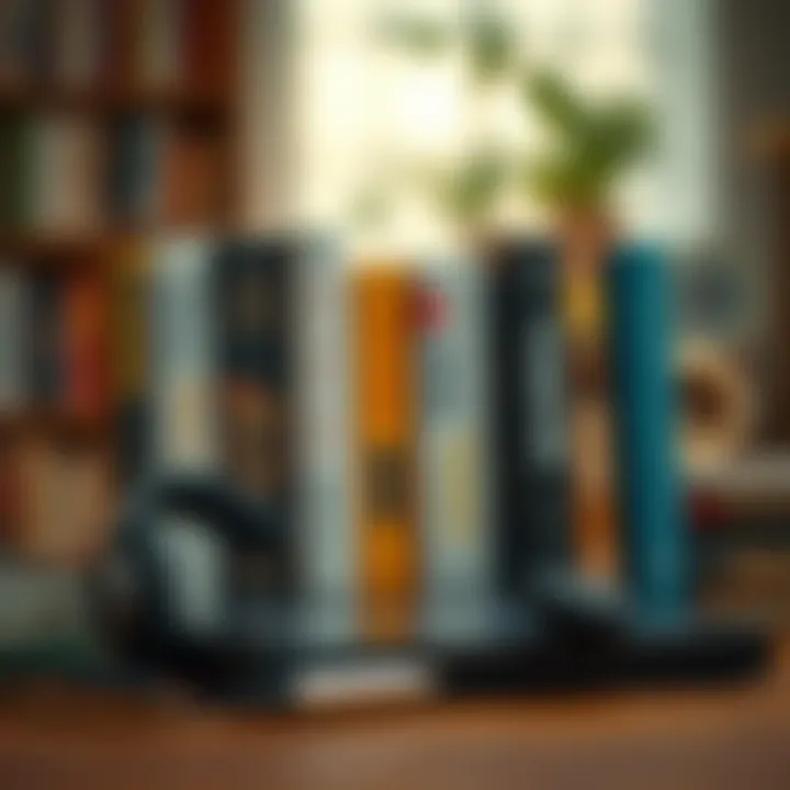 Diverse Selection of Offline Audiobooks A collection of audiobook titles on a digital device