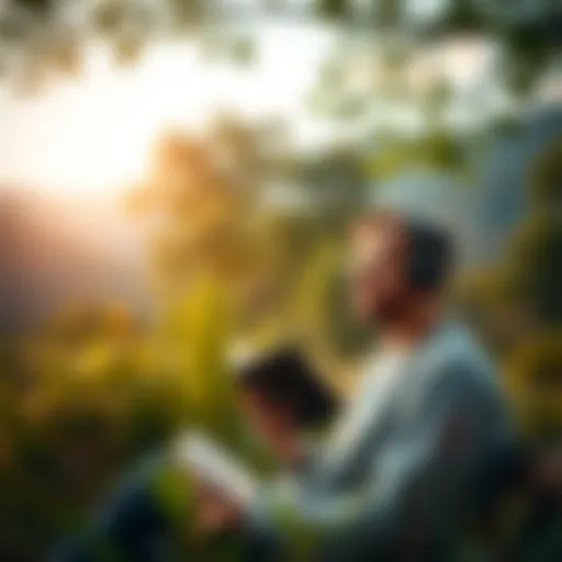 Experiencing Offline Audiobooks in Nature A serene environment with a person enjoying an audiobook