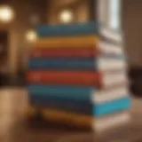 A stack of influential success books on a wooden table