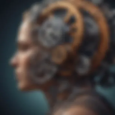 Mindset in Motion Illustration of a mind intertwined with gears, symbolizing mindset and growth