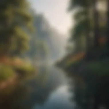 Serenity in Nature A serene landscape symbolizing tranquility and well-being
