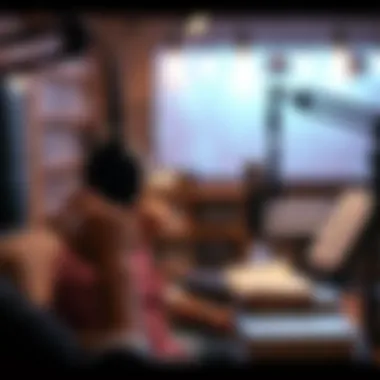 Audiobook Production Insights An audiobook production session with a narrator and recording equipment.