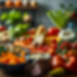 A vibrant spread of diverse, nutritious foods reflecting healthy eating choices.