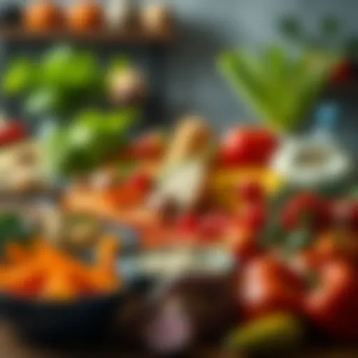 A vibrant spread of diverse, nutritious foods reflecting healthy eating choices.