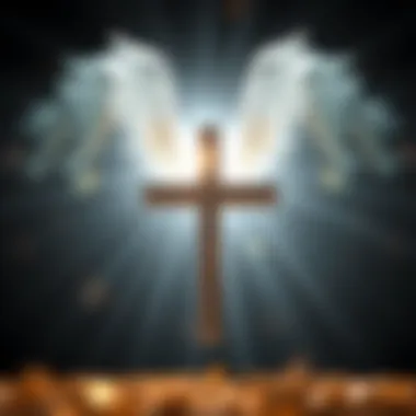 A cross surrounded by light representing divine forgiveness