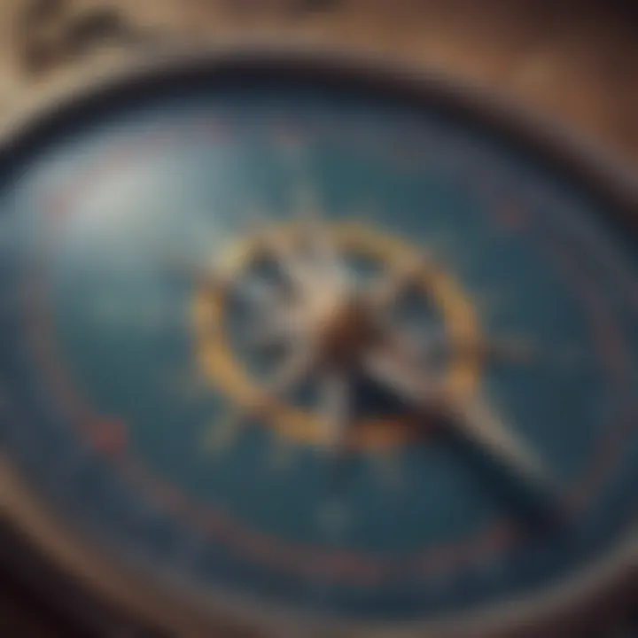 A close-up of a compass symbolizing guidance and decision-making.