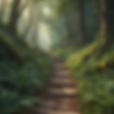 A winding path through a lush forest