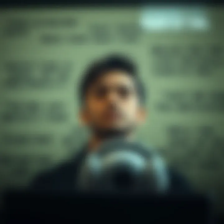 An individual reflecting on goals with clarity and determination, surrounded by motivational quotes.