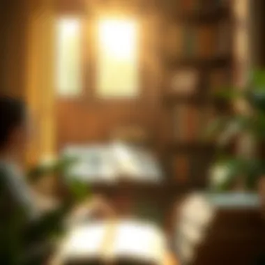 A serene reading nook with sunlight pouring in