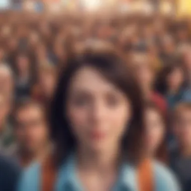 Illustration of an introvert in a crowded environment