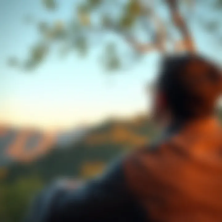 A person reflecting on their journey in a tranquil setting