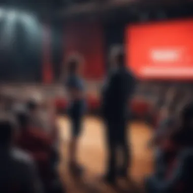 A captivating TED talk stage with an audience engaged