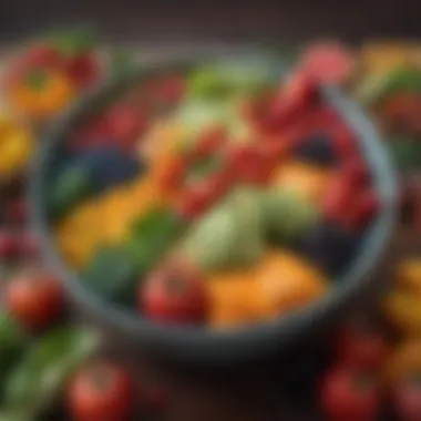 Fresh fruits and vegetables organized in a bowl