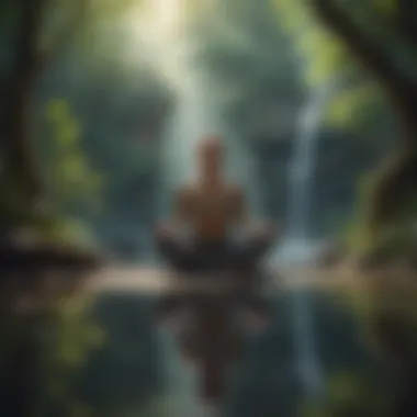 An individual meditating in a peaceful environment.