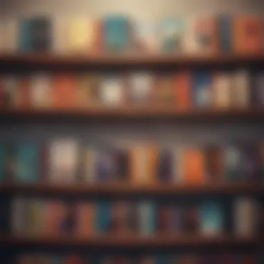 Curated Shelf of Motivational Literature A beautifully arranged shelf filled with diverse motivational literature.
