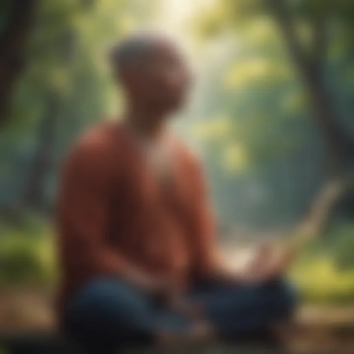 A person meditating with a calm expression