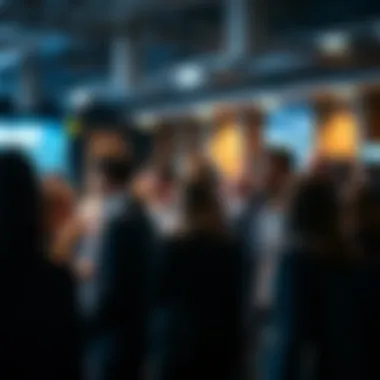 A diverse group of professionals networking at an event