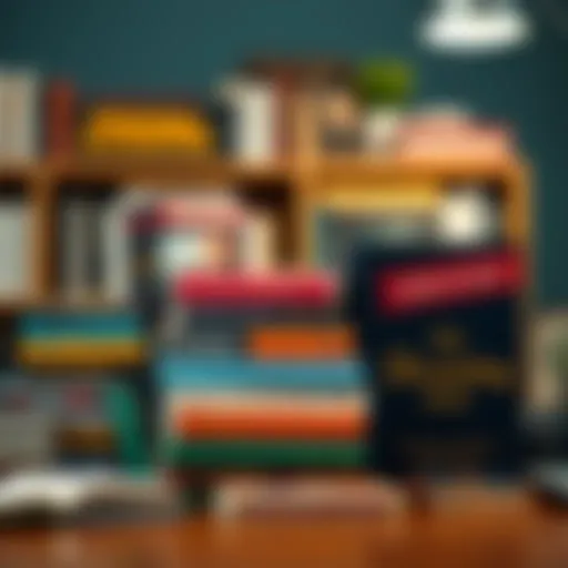 An array of personal accounting books on a desk