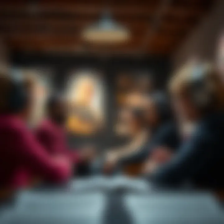 A group of individuals engaged in a discussion about personal growth through audiobooks