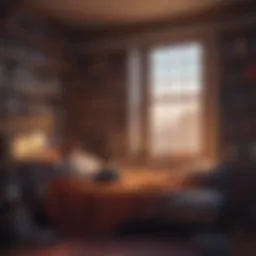 A cozy reading nook filled with books and a warm blanket
