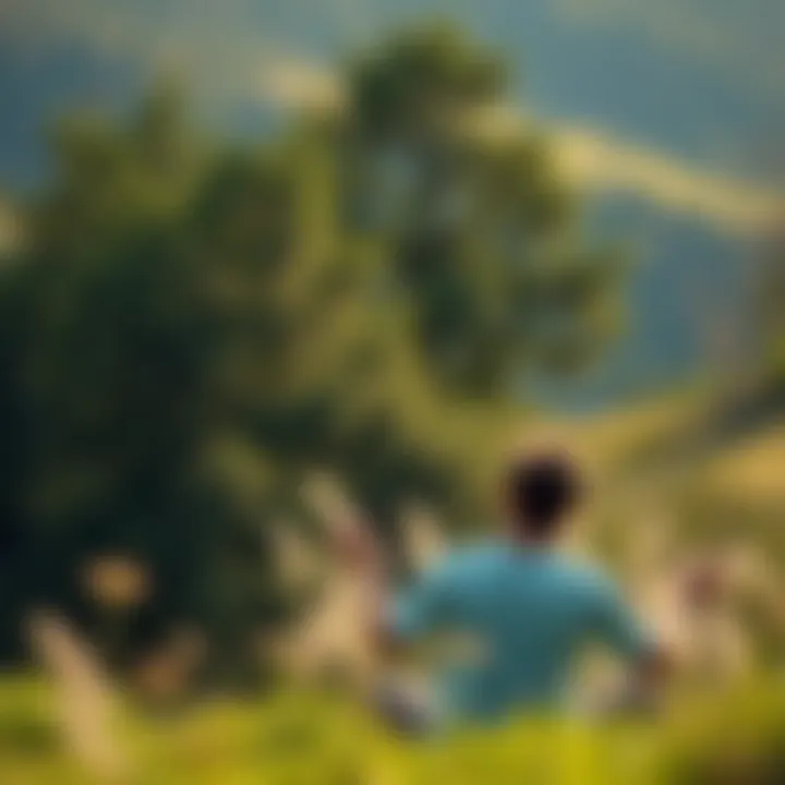 A person meditating in nature, reflecting mindfulness