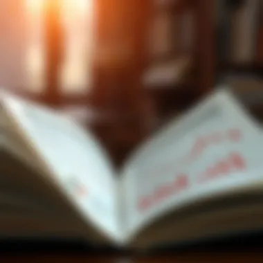 An open book with stock market charts and notes